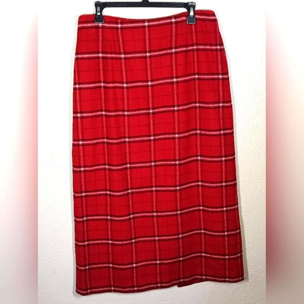 Nine & Co Midi Wool mix plaid skirt